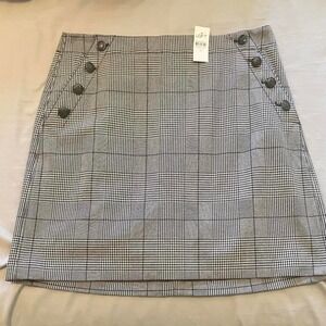 LOFT NWT Preppy black and white plaid‎ skirt vampy dark academia goth minimalist